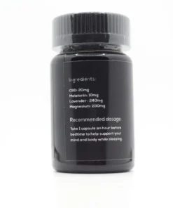 Back of INfinite Rx brand UnSomnia model specialty supplement container with a secure closure cap